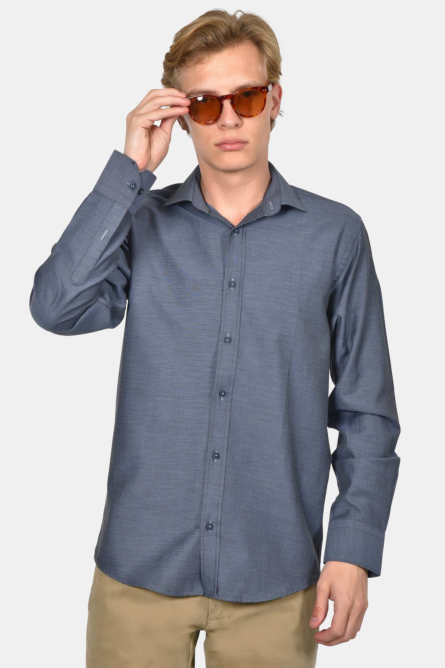 ανδρικό-normal-fit-πουκάμισο-με-διχρωμία-στην-ύφανση