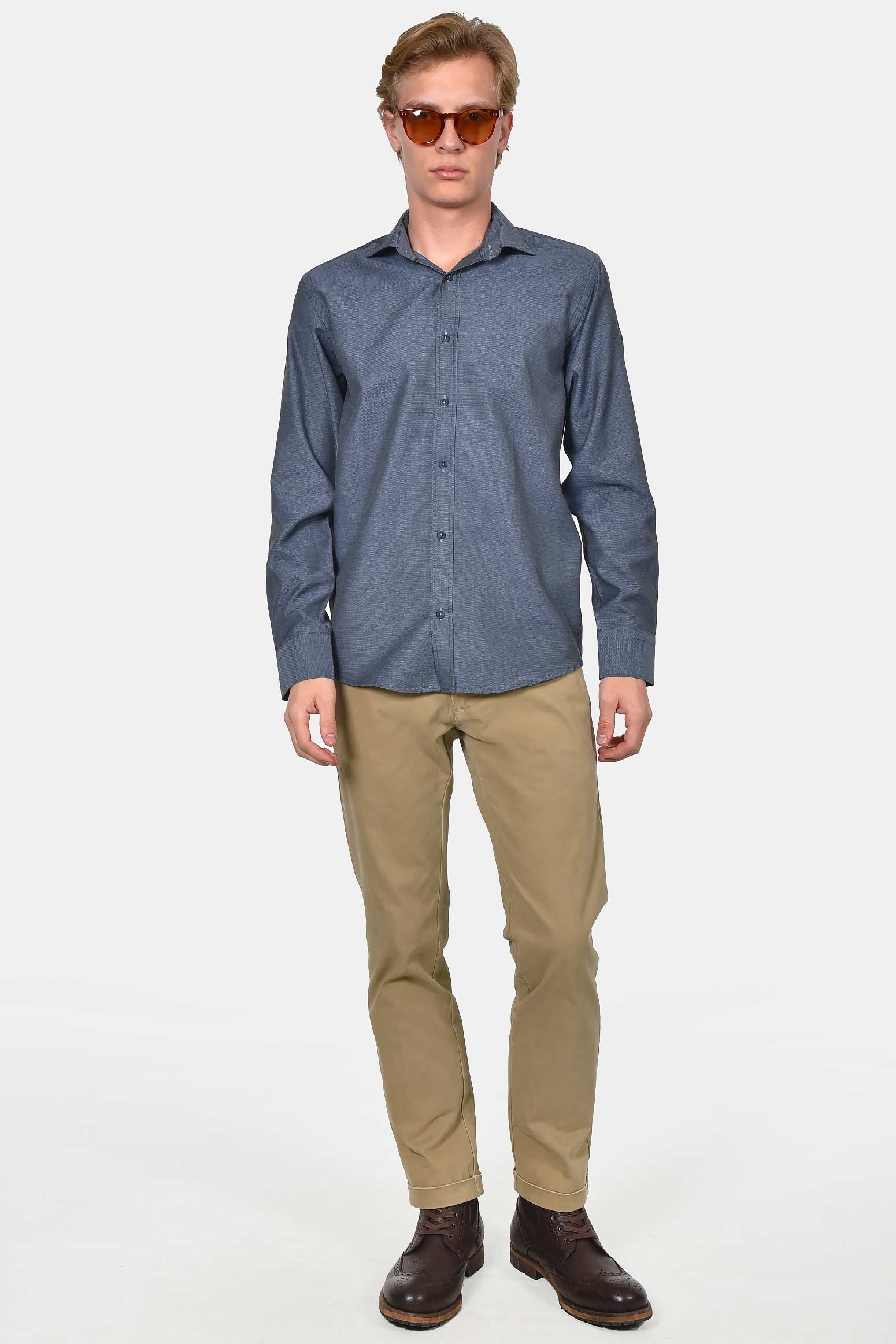 ανδρικό-normal-fit-πουκάμισο-με-διχρωμία-στην-ύφανση