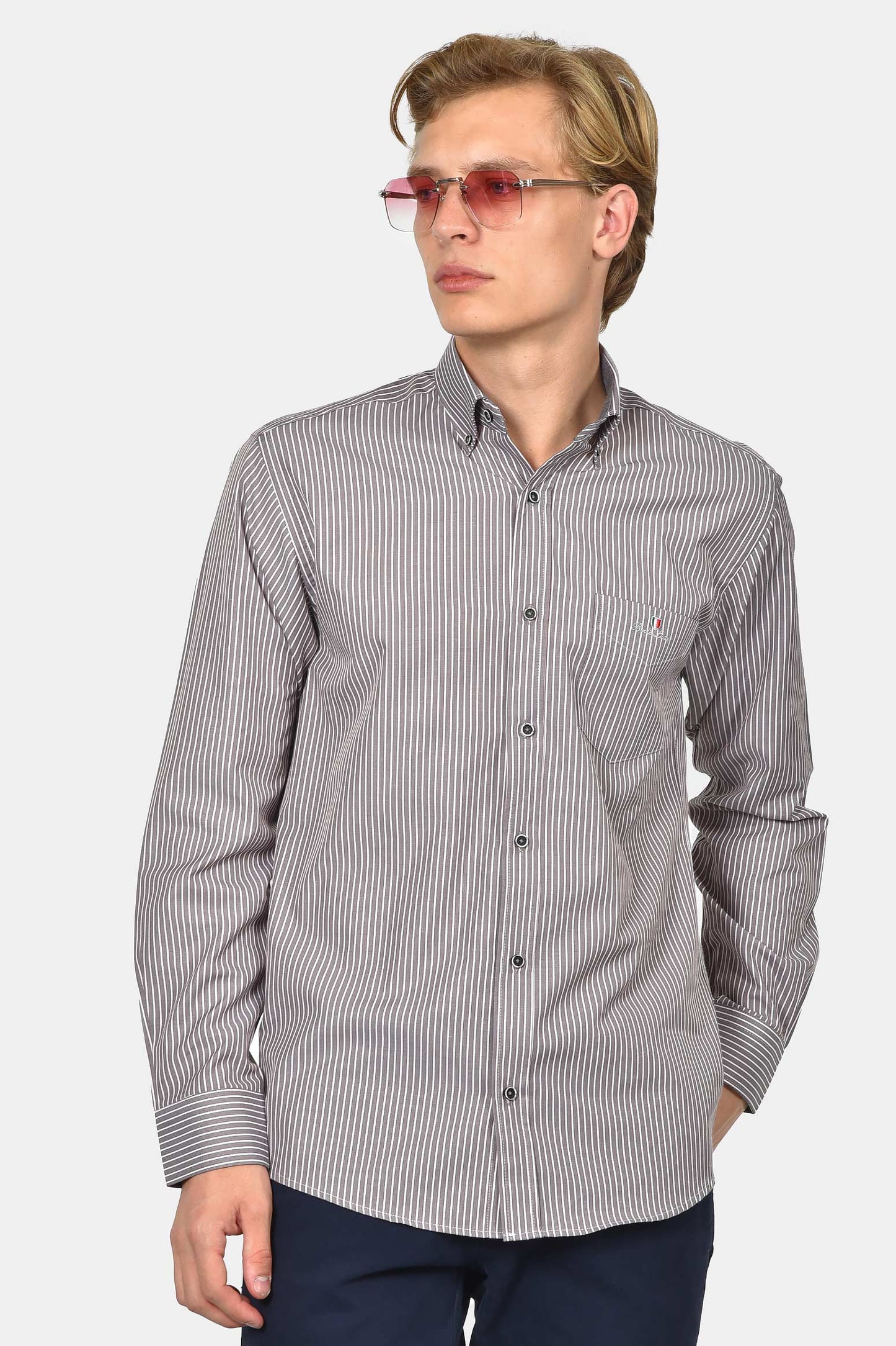 ανδρικό-ριγέ-πουκάμισο-normal-fit-με-κέντημα-στήθους-&-ανάλαφρη-υφή
