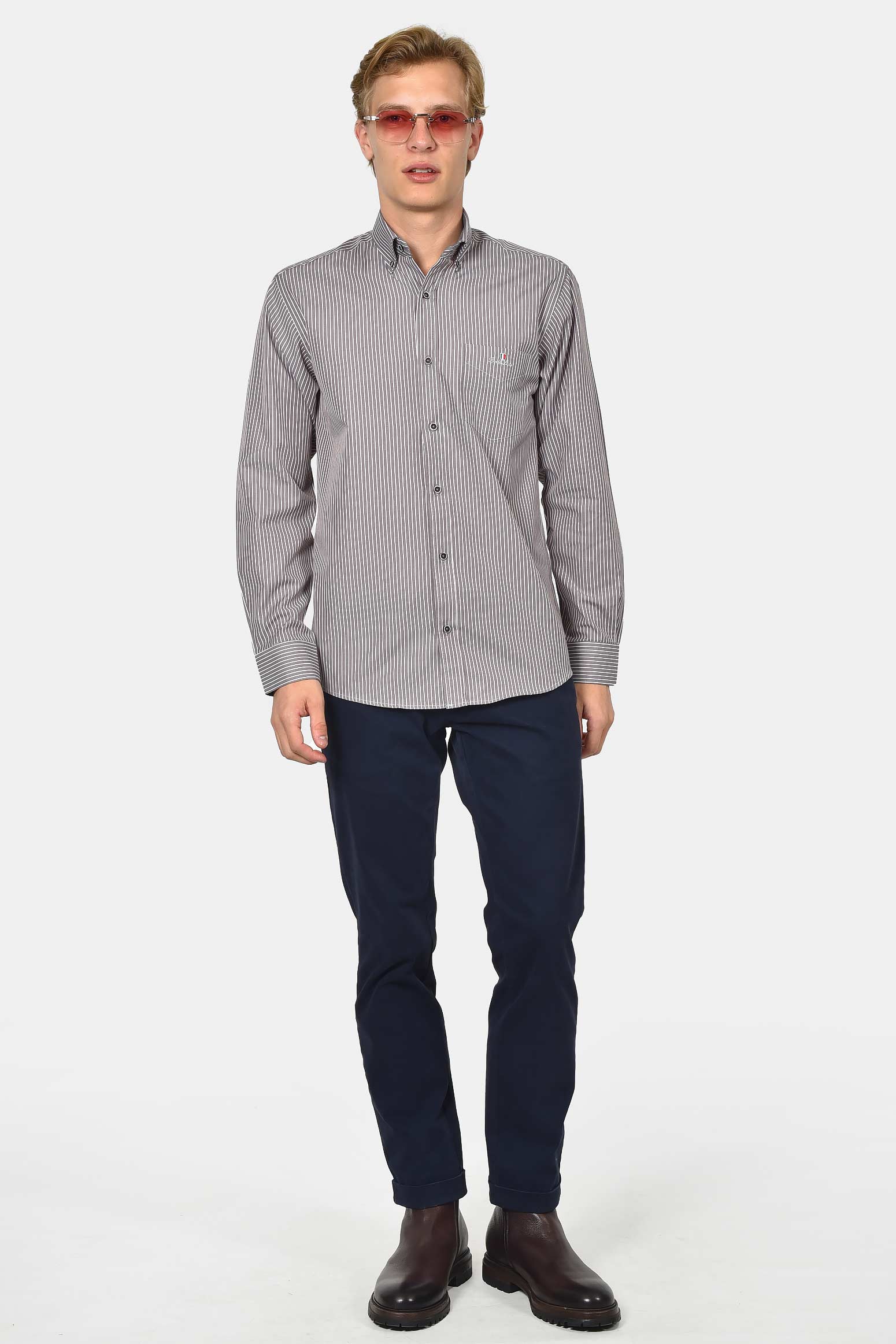 ανδρικό-ριγέ-πουκάμισο-normal-fit-με-κέντημα-στήθους-&-ανάλαφρη-υφή