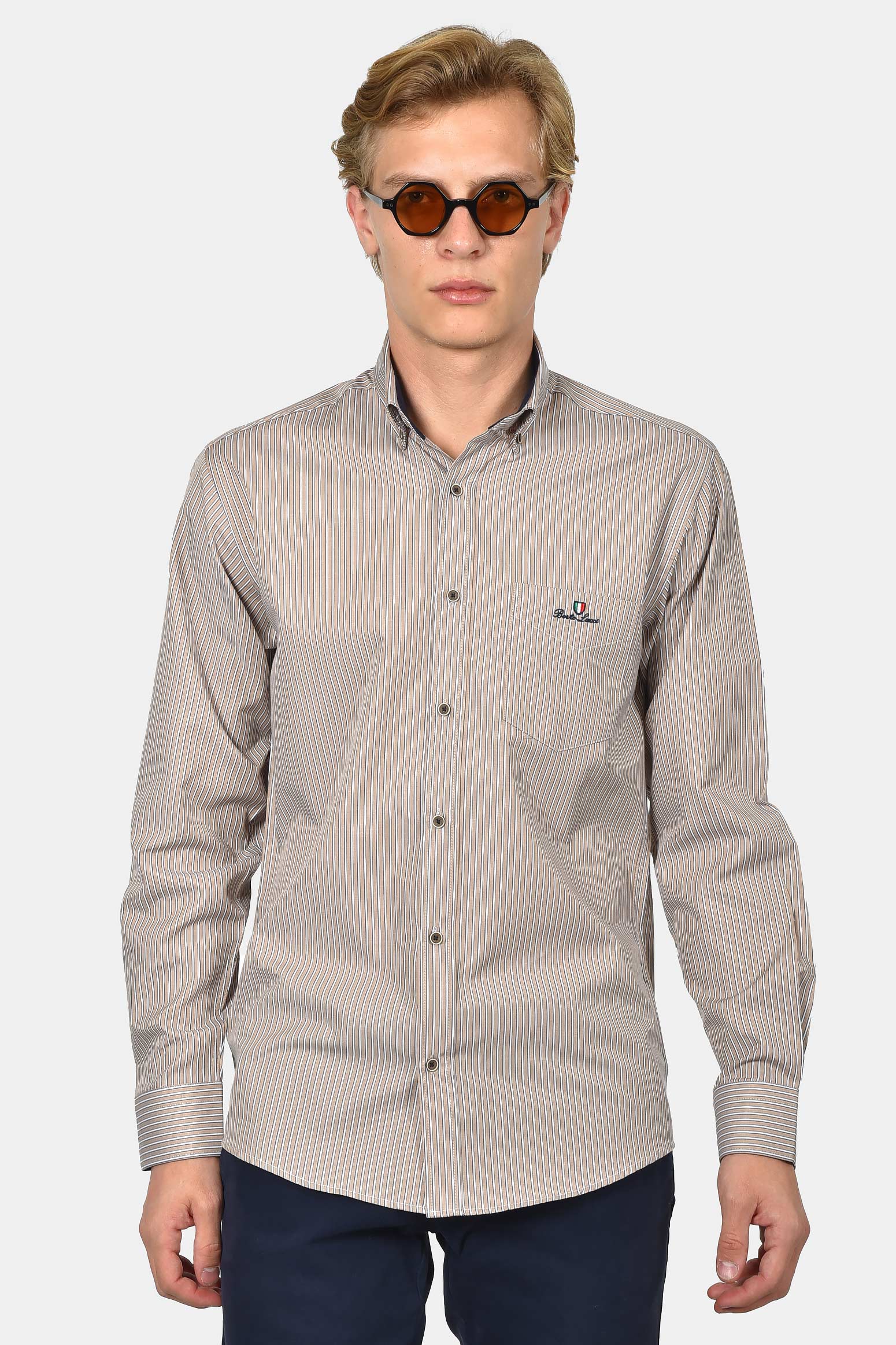 ανδρικό-ριγέ-πουκάμισο-normal-fit-με-κέντημα-στήθους-&-ανάλαφρη-υφή