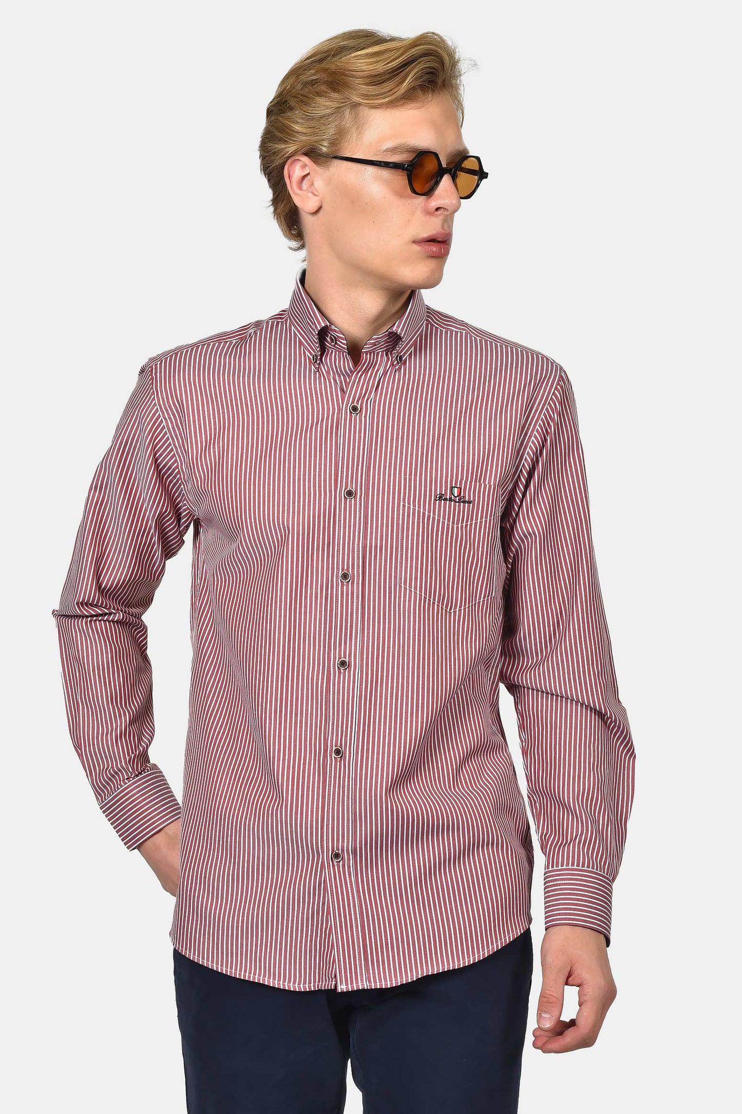 ανδρικό-ριγέ-πουκάμισο-normal-fit-με-κέντημα-στήθους-&-ανάλαφρη-υφή