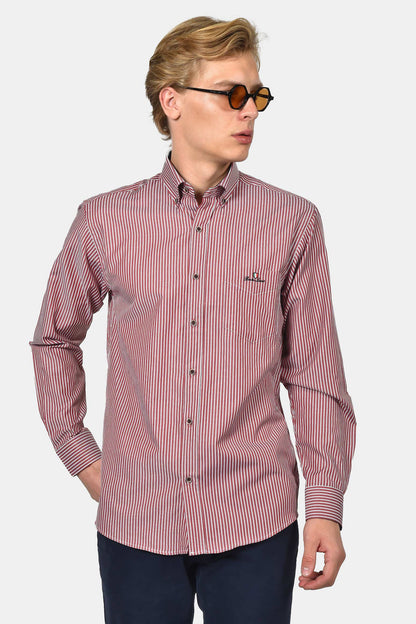 ανδρικό-ριγέ-πουκάμισο-normal-fit-με-κέντημα-στήθους-&-ανάλαφρη-υφή