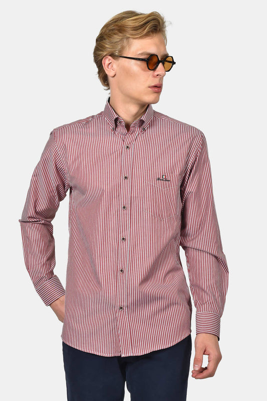 ανδρικό-ριγέ-πουκάμισο-normal-fit-με-κέντημα-στήθους-&-ανάλαφρη-υφή