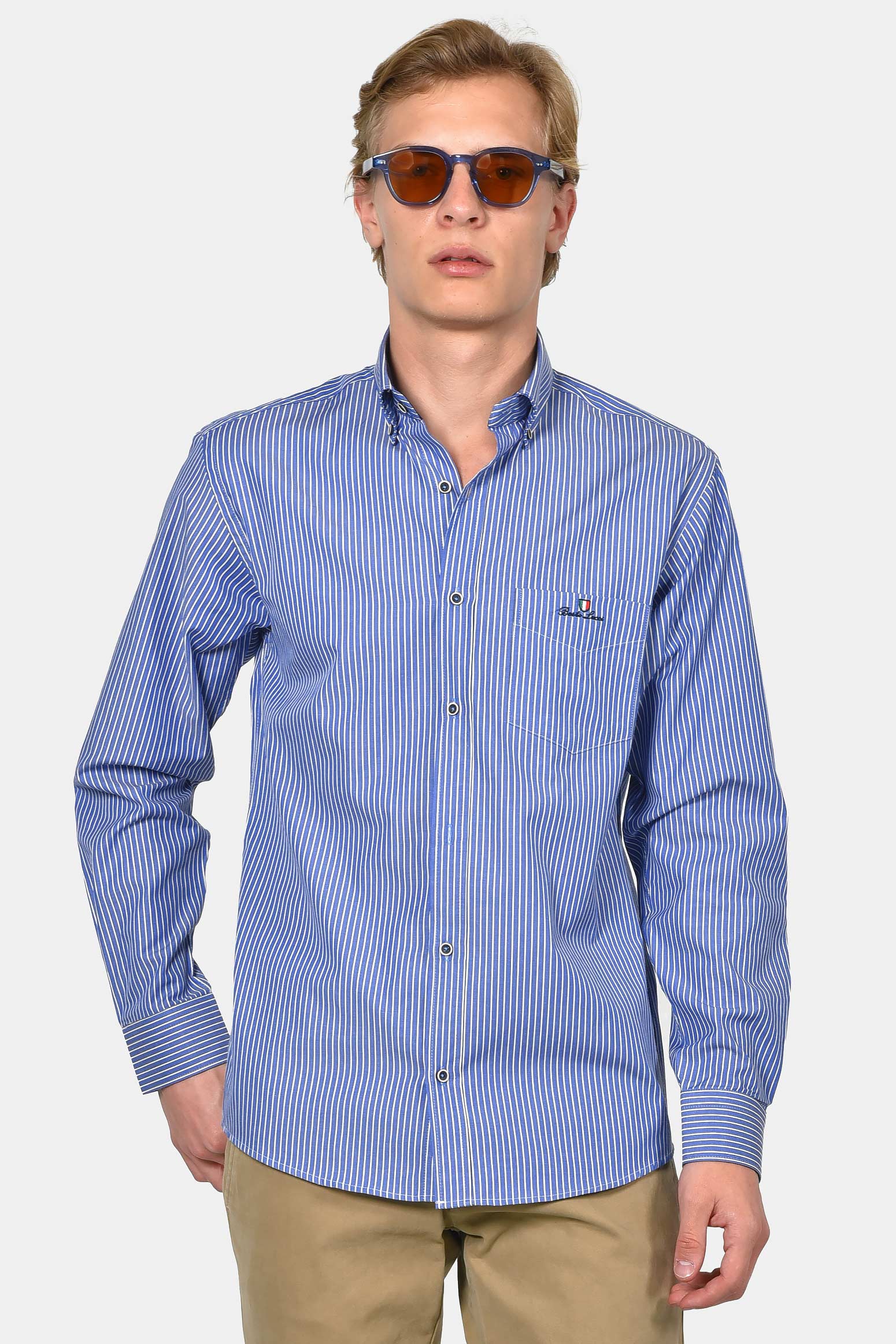 ανδρικό-ριγέ-πουκάμισο-normal-fit-με-κέντημα-στήθους-&-ανάλαφρη-υφή