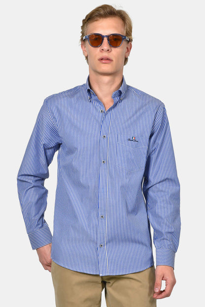 ανδρικό-ριγέ-πουκάμισο-normal-fit-με-κέντημα-στήθους-&-ανάλαφρη-υφή