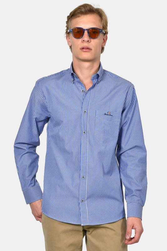 ανδρικό-ριγέ-πουκάμισο-normal-fit-με-κέντημα-στήθους-&-ανάλαφρη-υφή