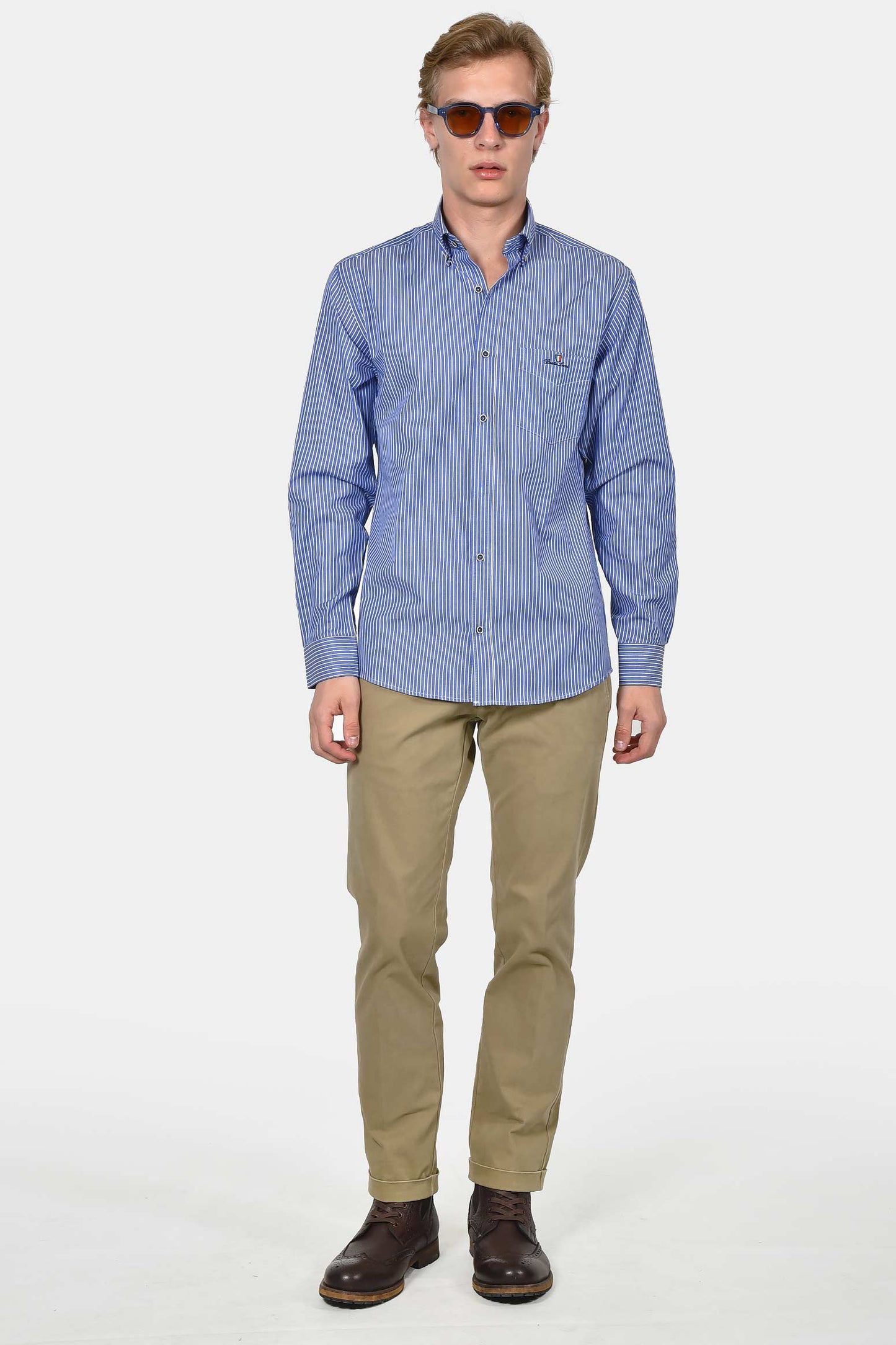 ανδρικό-ριγέ-πουκάμισο-normal-fit-με-κέντημα-στήθους-&-ανάλαφρη-υφή