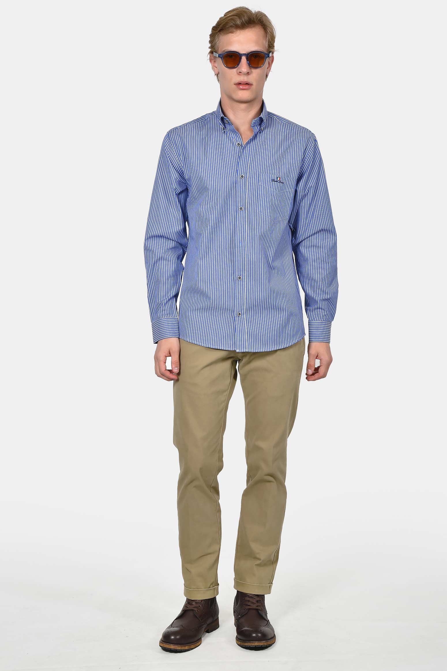 ανδρικό-ριγέ-πουκάμισο-normal-fit-με-κέντημα-στήθους-&-ανάλαφρη-υφή