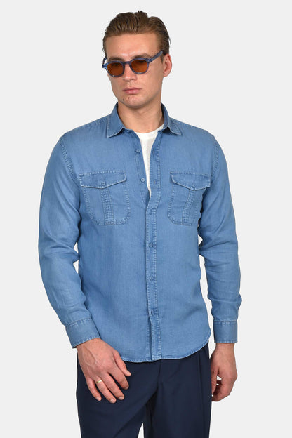 ανδρικό-τζιν-πουκάμισο-normal-fit-από-100%-βαμβάκι-με-διπλές-τσέπες-&-casual-denim-style