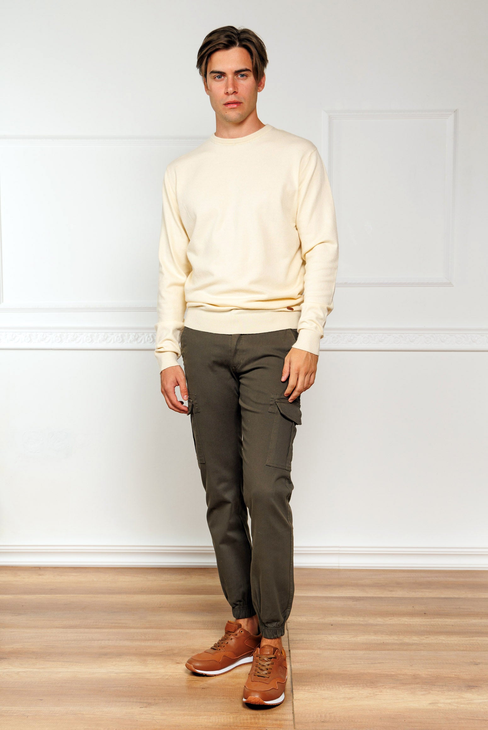 ανδρικό-παντελόνι-cargo-100%-βαμβάκι-με-λάστιχο