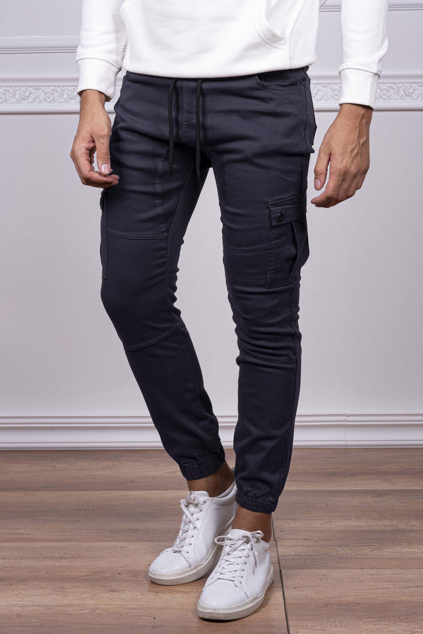 ανδρικό-βαμβακερό-παντελόνι-cargo-με-λάστιχο-και-κορδόνι