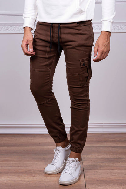 ανδρικό-βαμβακερό-παντελόνι-cargo-με-λάστιχο-και-κορδόνι