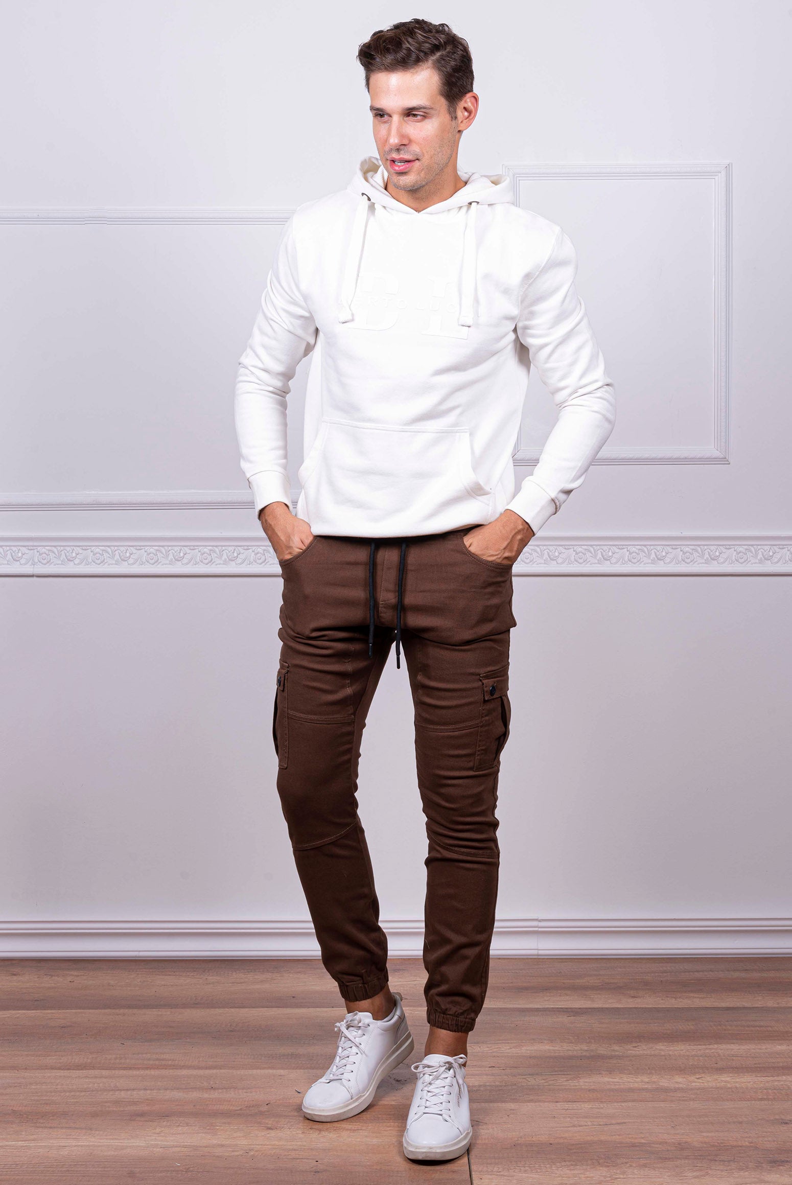 ανδρικό-βαμβακερό-παντελόνι-cargo-με-λάστιχο-και-κορδόνι