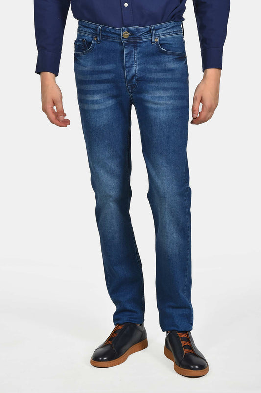 Ανδρικό Τζιν Παντελόνι Regular Fit Με Διακριτικό Ξέβαμμα