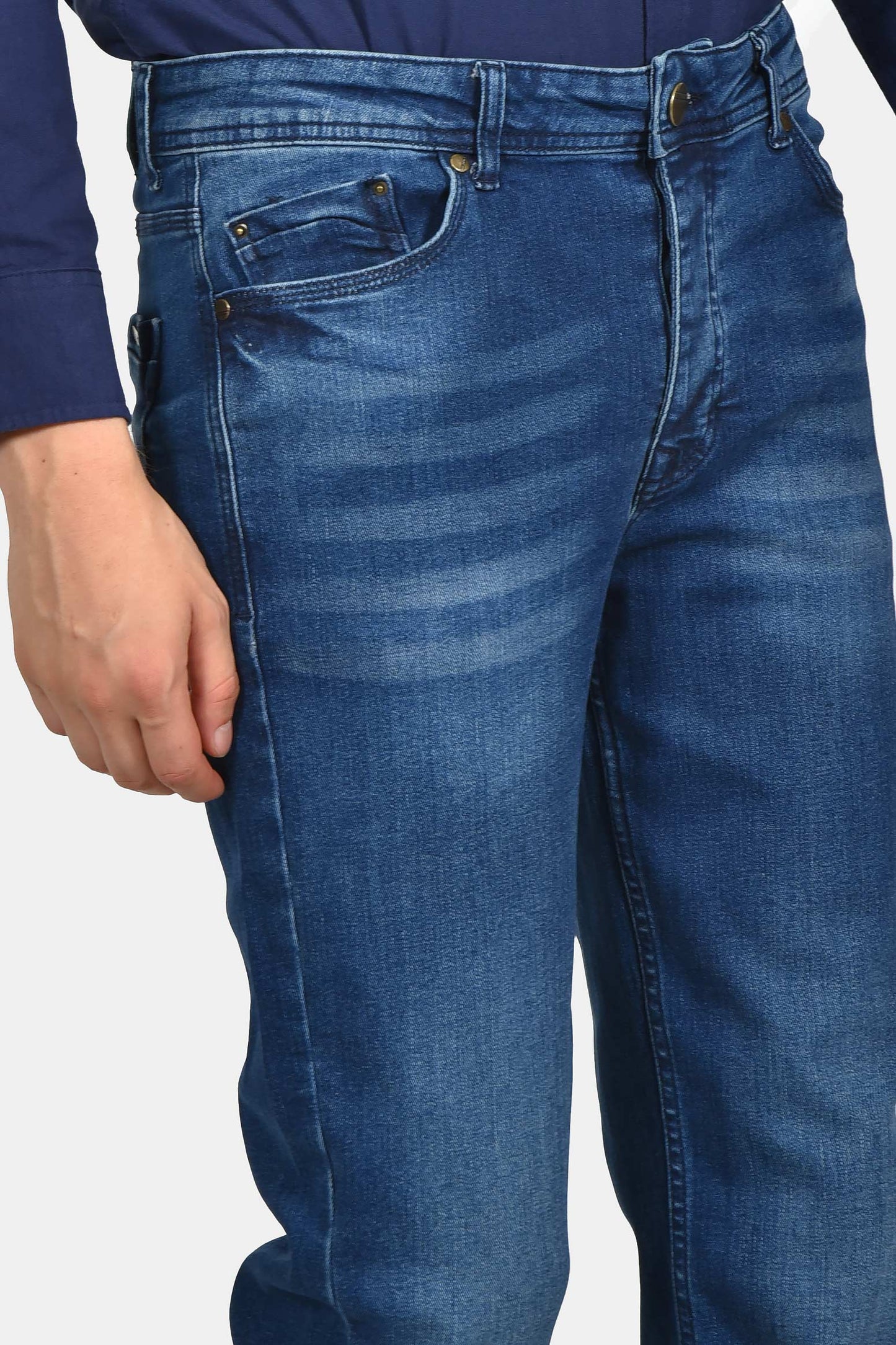 Ανδρικό Τζιν Παντελόνι Regular Fit Με Διακριτικό Ξέβαμμα