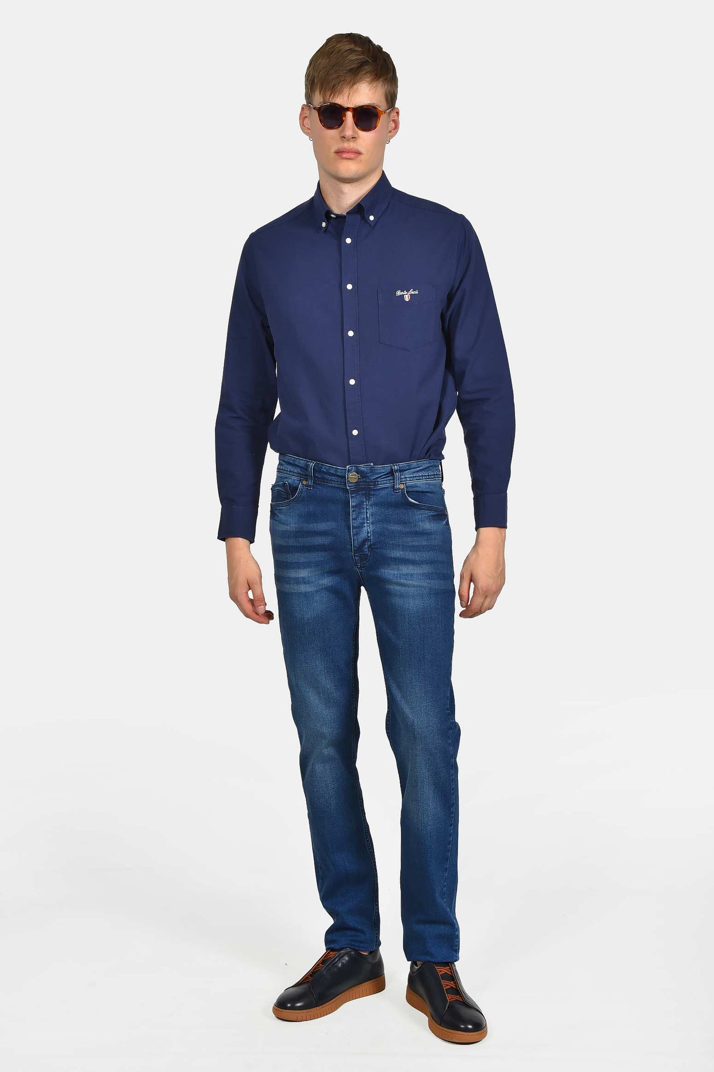 Ανδρικό Τζιν Παντελόνι Regular Fit Με Διακριτικό Ξέβαμμα