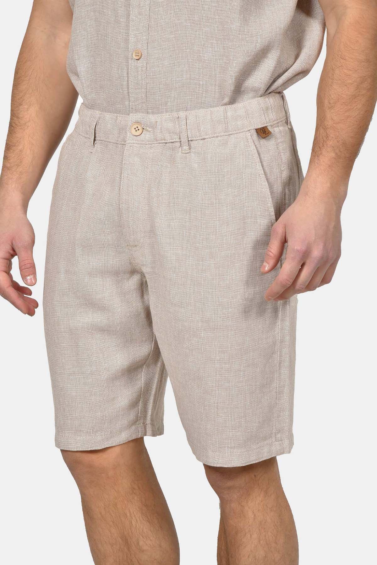 ανδρική-chinos-βερμούδα-normal-fit-από-λινό-&-βαμβάκι-με-ελαστική-μέση-&-άνετη-εφαρμογή