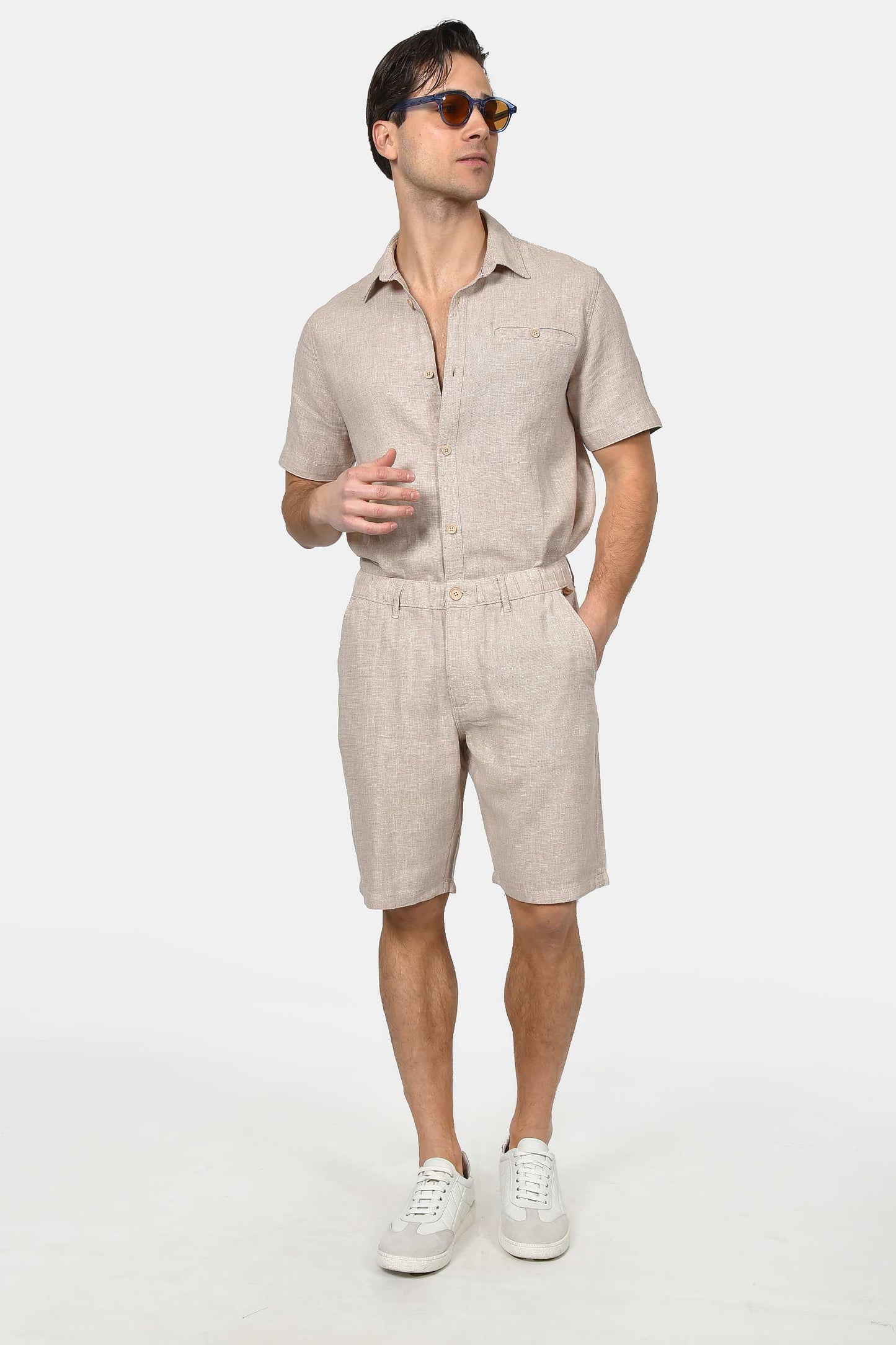 ανδρική-chinos-βερμούδα-normal-fit-από-λινό-&-βαμβάκι-με-ελαστική-μέση-&-άνετη-εφαρμογή