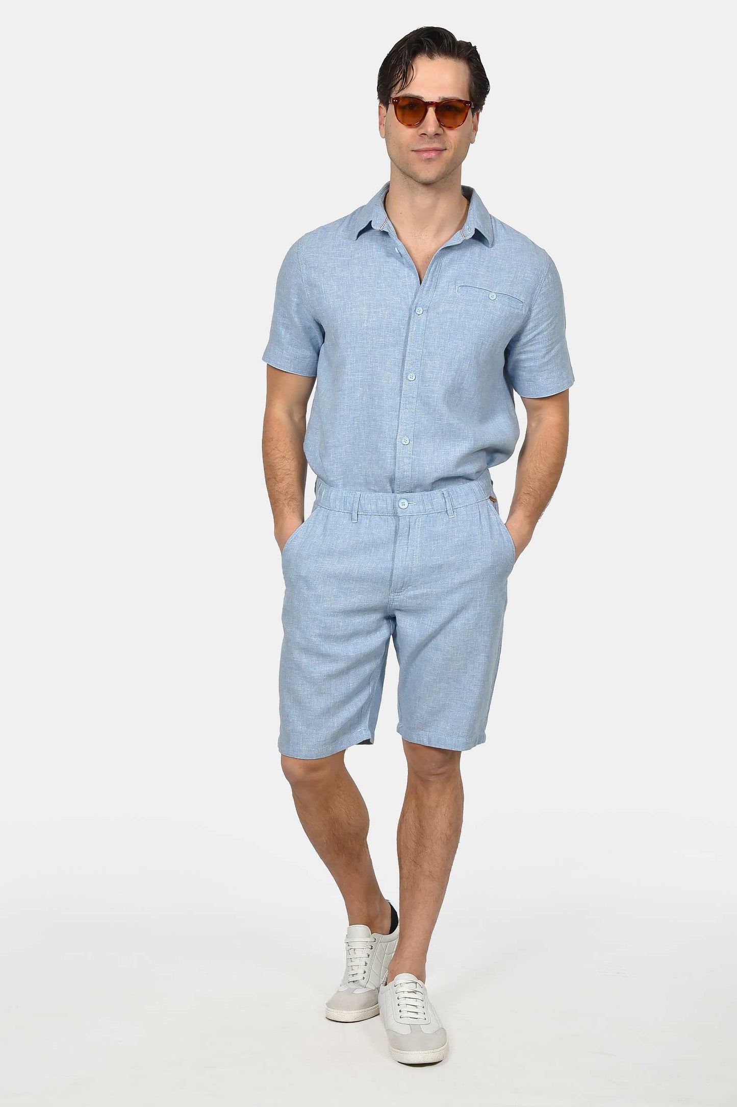 ανδρική-chinos-βερμούδα-normal-fit-από-λινό-&-βαμβάκι-με-ελαστική-μέση-&-άνετη-εφαρμογή