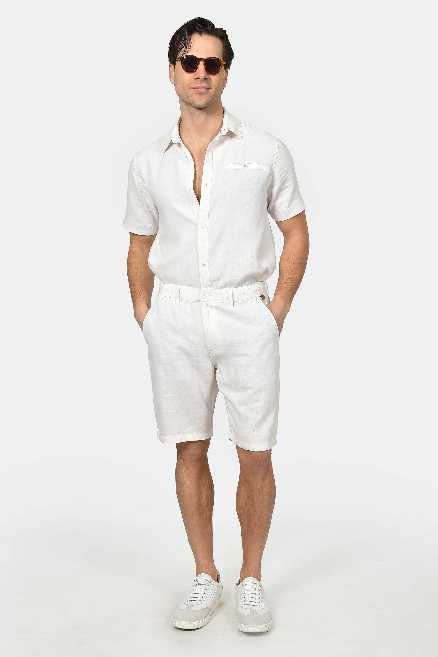 ανδρική-chinos-βερμούδα-normal-fit-από-λινό-&-βαμβάκι-με-ελαστική-μέση-&-άνετη-εφαρμογή