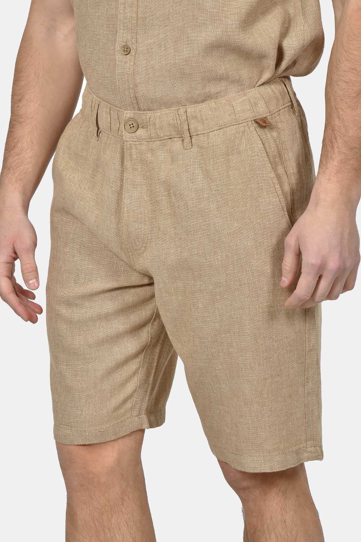 ανδρική-chinos-βερμούδα-normal-fit-από-λινό-&-βαμβάκι-με-ελαστική-μέση-&-άνετη-εφαρμογή
