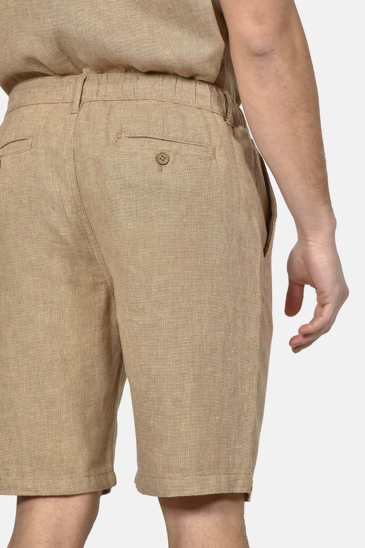 ανδρική-chinos-βερμούδα-normal-fit-από-λινό-&-βαμβάκι-με-ελαστική-μέση-&-άνετη-εφαρμογή