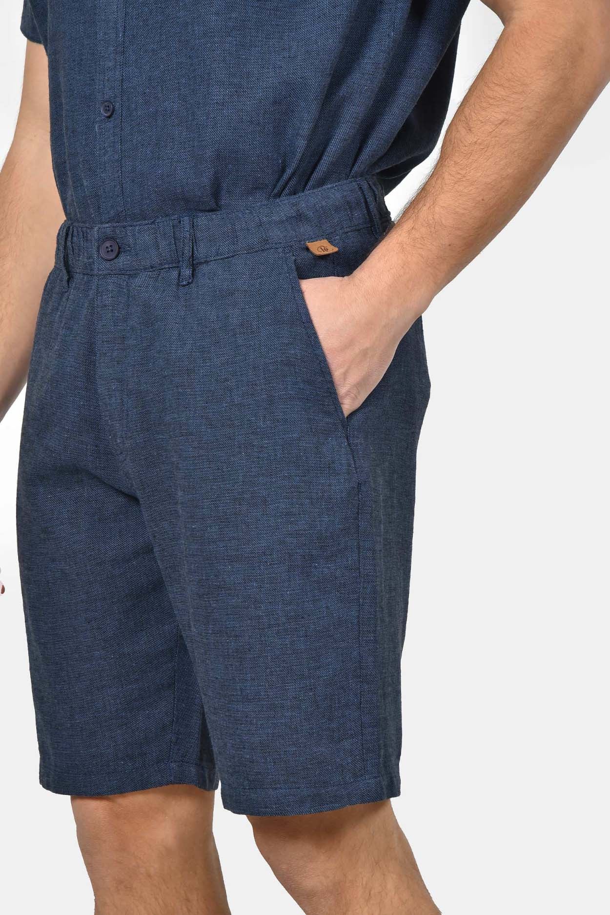 ανδρική-chinos-βερμούδα-normal-fit-από-λινό-&-βαμβάκι-με-ελαστική-μέση-&-άνετη-εφαρμογή