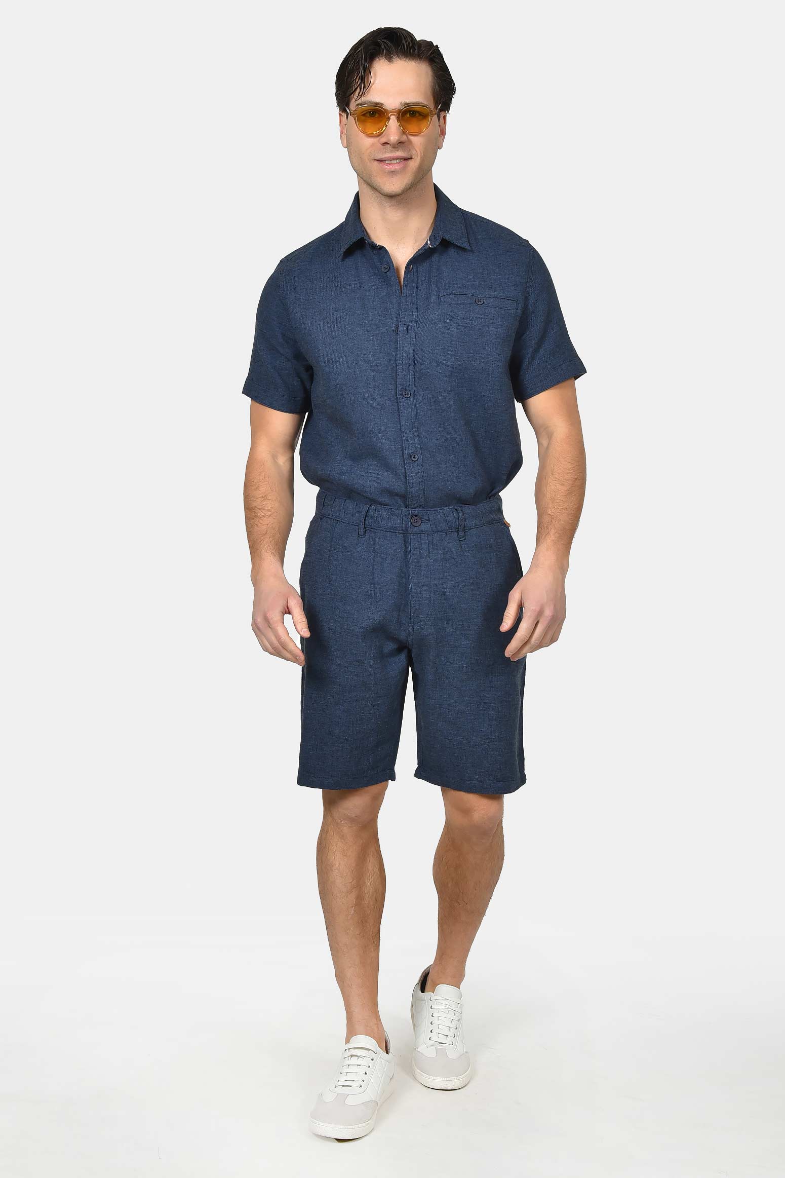 ανδρική-chinos-βερμούδα-normal-fit-από-λινό-&-βαμβάκι-με-ελαστική-μέση-&-άνετη-εφαρμογή