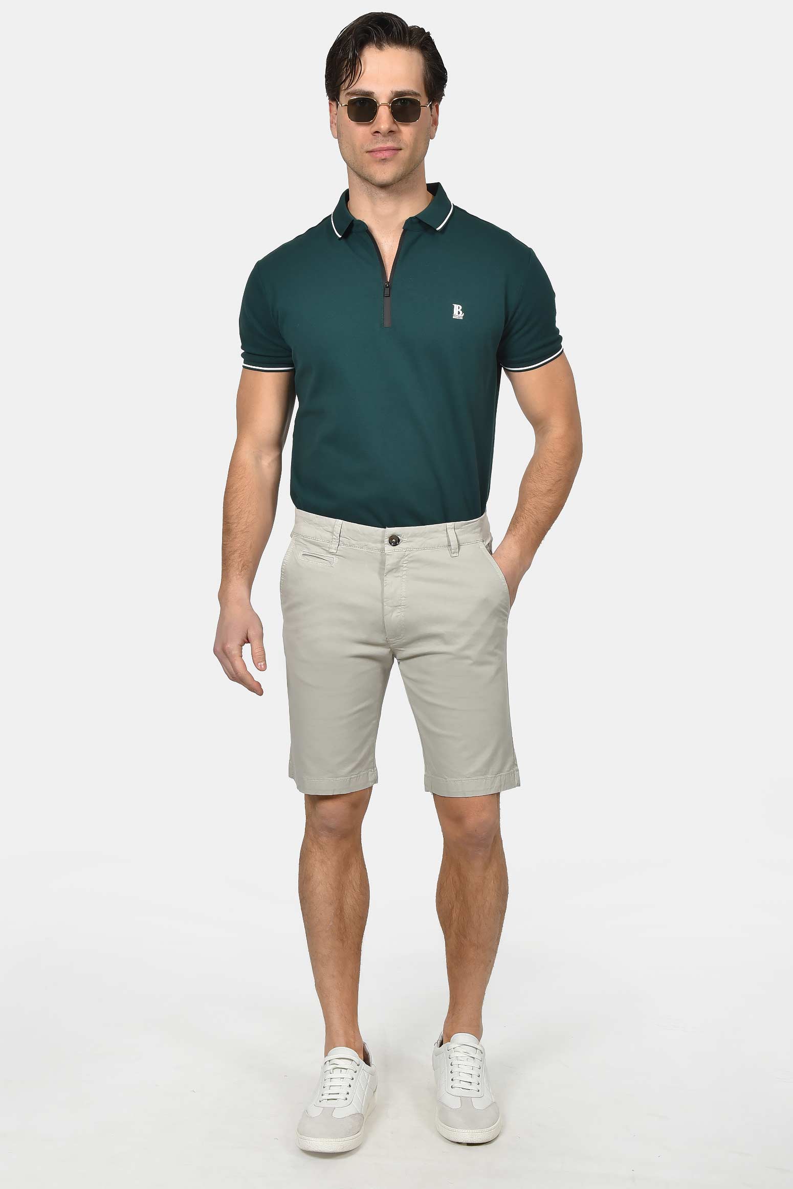 ανδρική-βαμβακερή-chinos-βερμούδα-slim-fit-με-καθαρή-γραμμή-&-ελαστική-άνεση