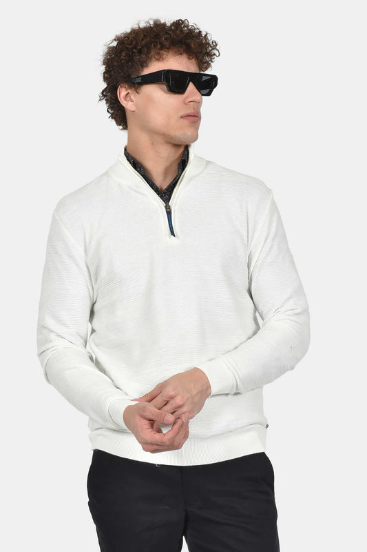 ανδρικό-ριγέ-half-zip-πουλόβερ-normal-fit