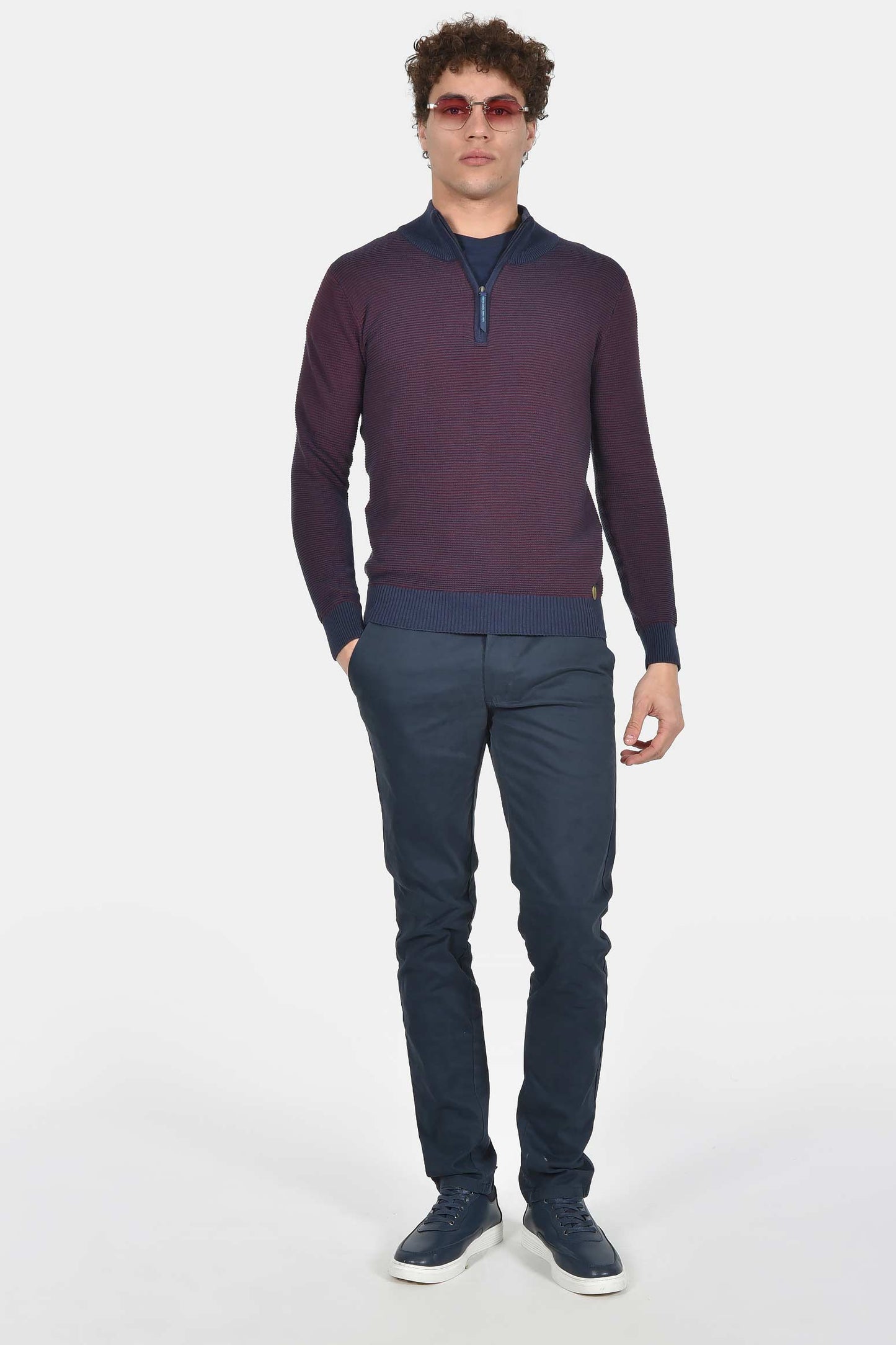 ανδρικό-πλεκτό-half-zip-slim-fit-100%-βαμβάκι