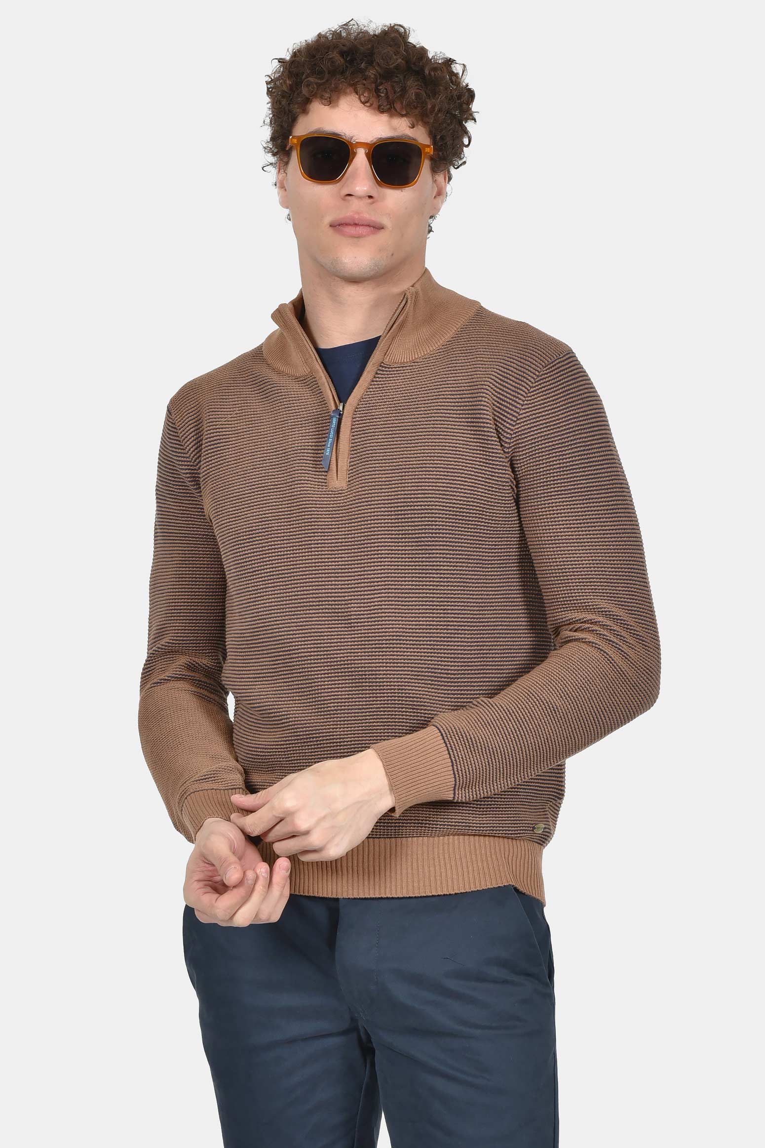 ανδρικό-πλεκτό-half-zip-slim-fit-100%-βαμβάκι