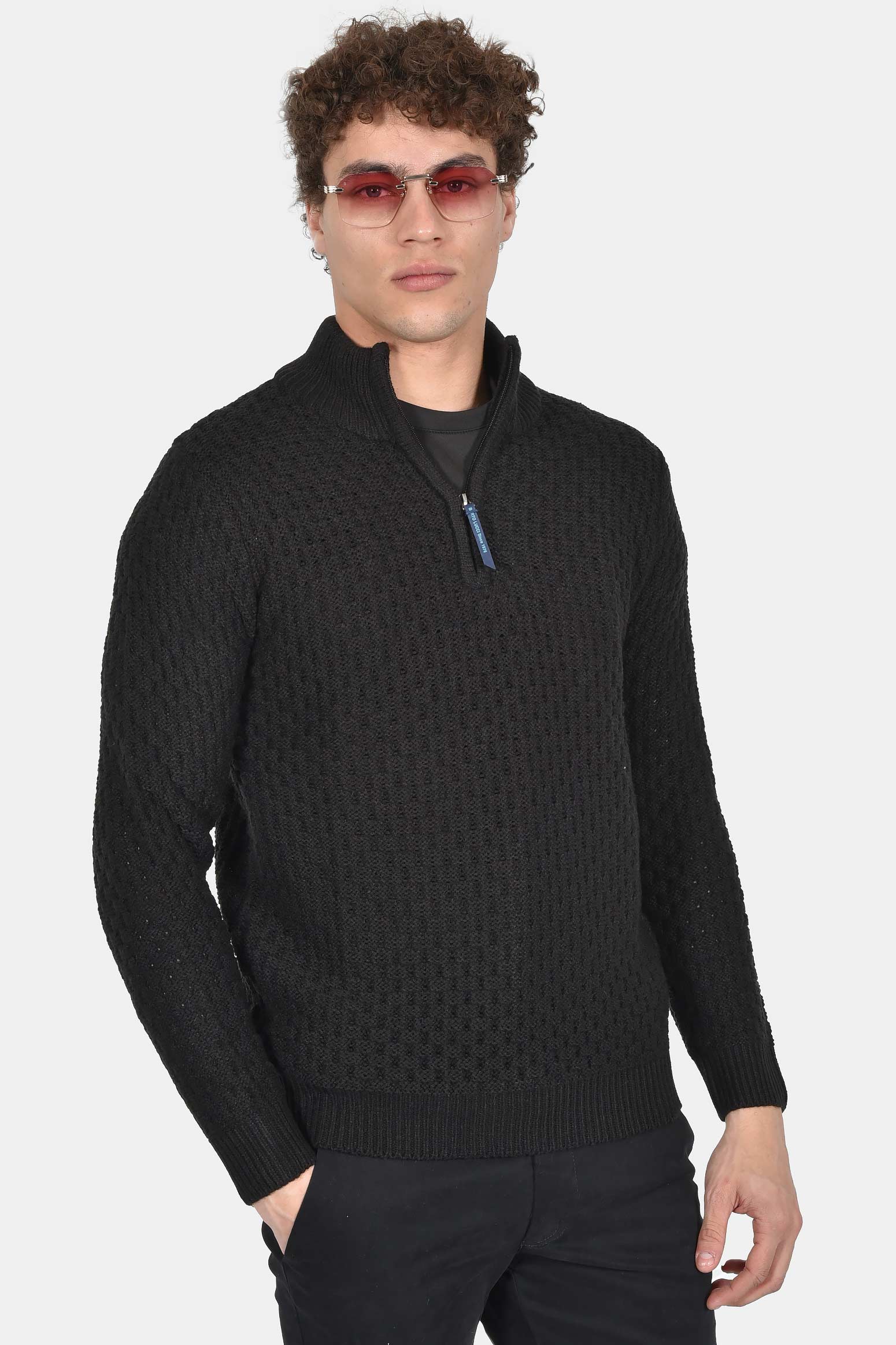 ανδρικό-πλεκτό-half-zip-normal-fit-με-ανάγλυφη-ύφανση