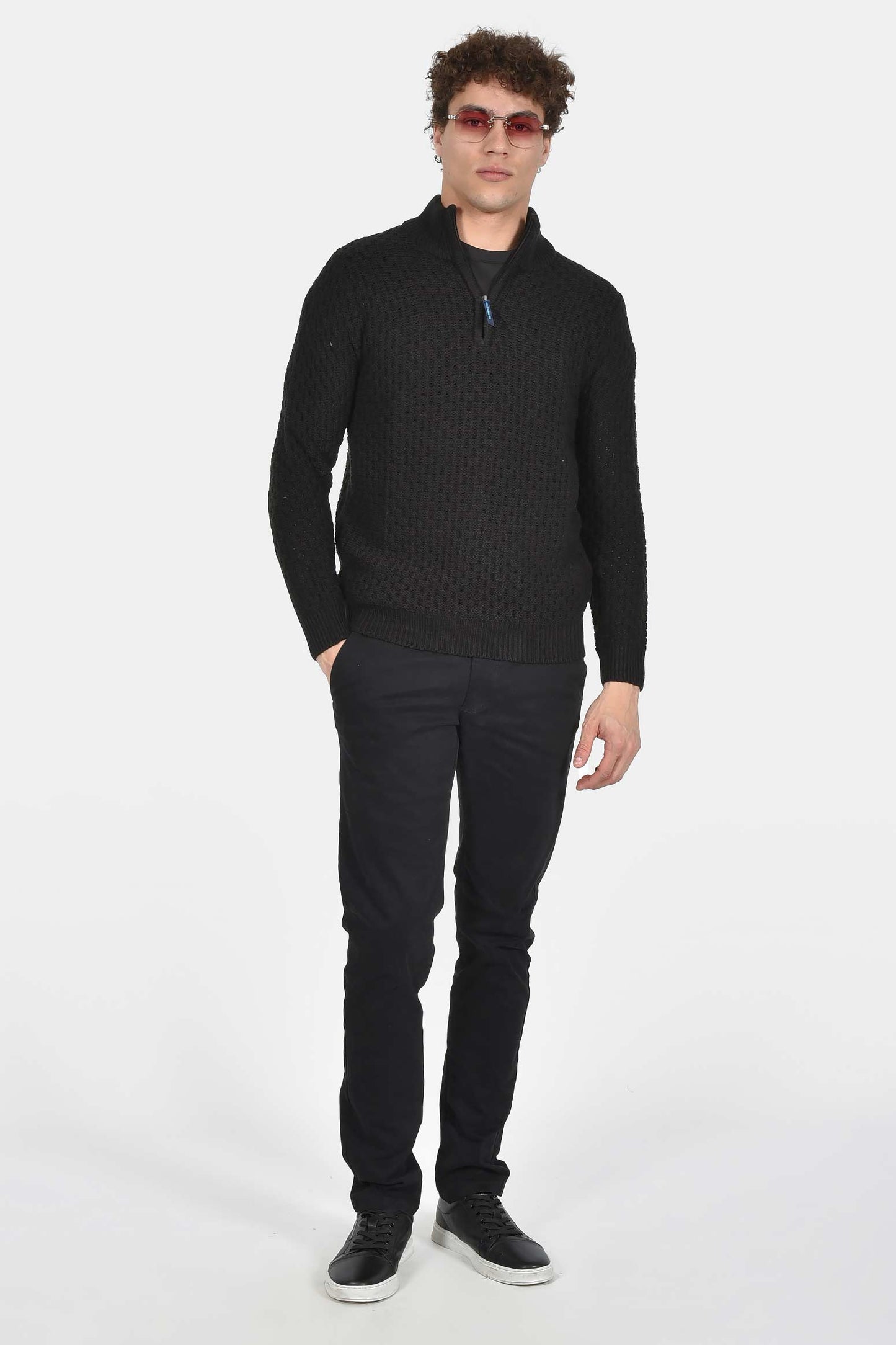 ανδρικό-πλεκτό-half-zip-normal-fit-με-ανάγλυφη-ύφανση