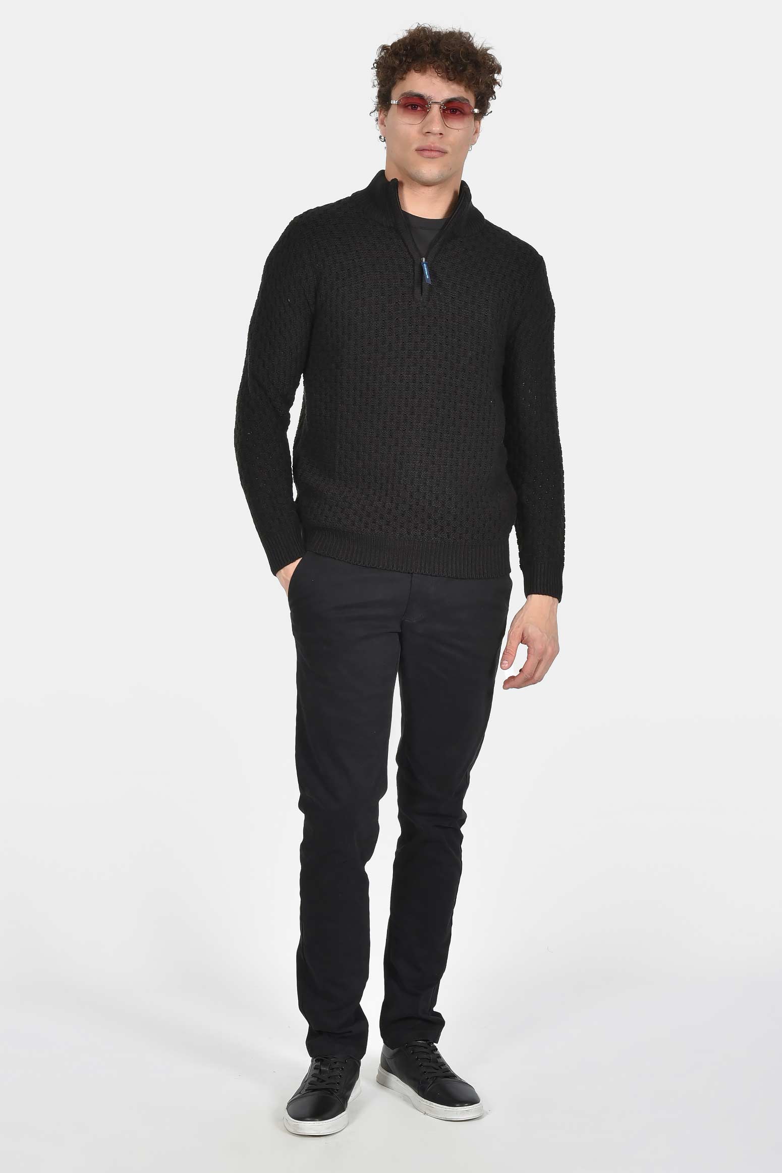 ανδρικό-πλεκτό-half-zip-normal-fit-με-ανάγλυφη-ύφανση