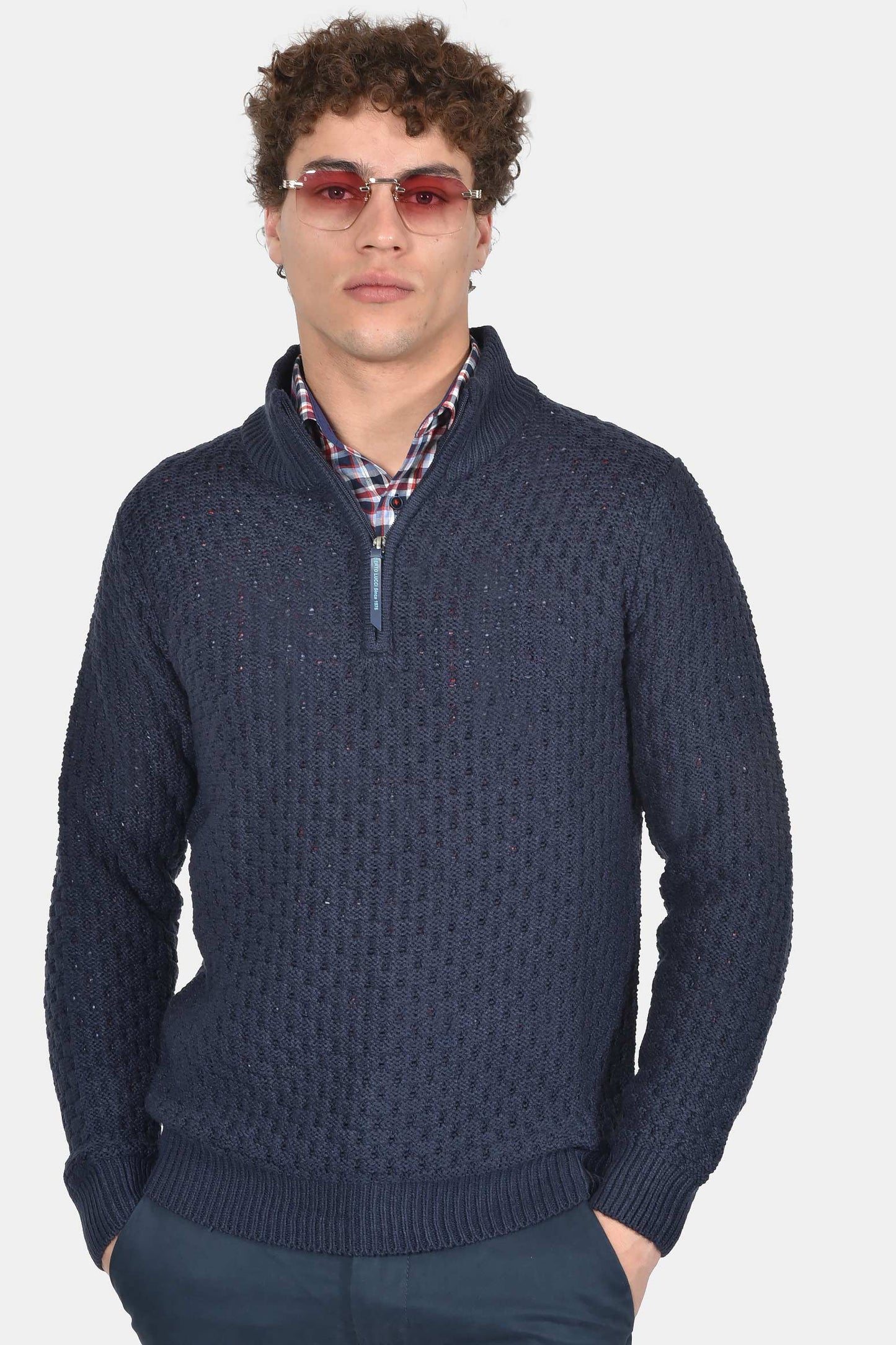 ανδρικό-πλεκτό-half-zip-normal-fit-με-ανάγλυφη-ύφανση