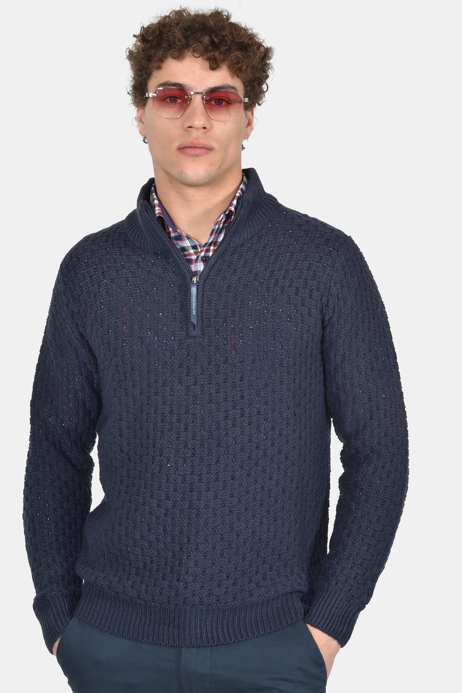 ανδρικό-πλεκτό-half-zip-normal-fit-με-ανάγλυφη-ύφανση