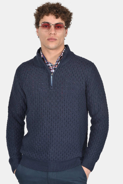 ανδρικό-πλεκτό-half-zip-normal-fit-με-ανάγλυφη-ύφανση