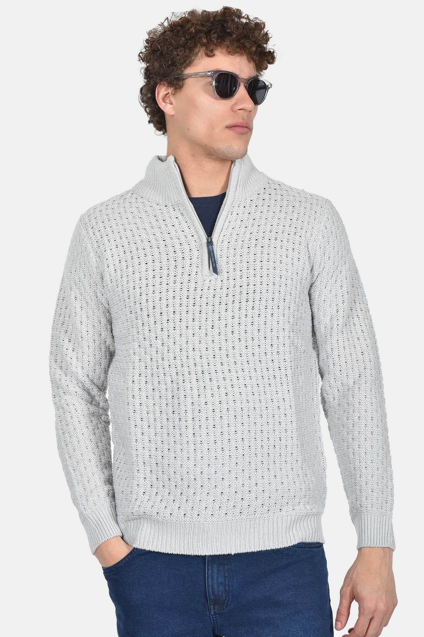 ανδρικό-πλεκτό-half-zip-normal-fit-με-ανάγλυφη-ύφανση