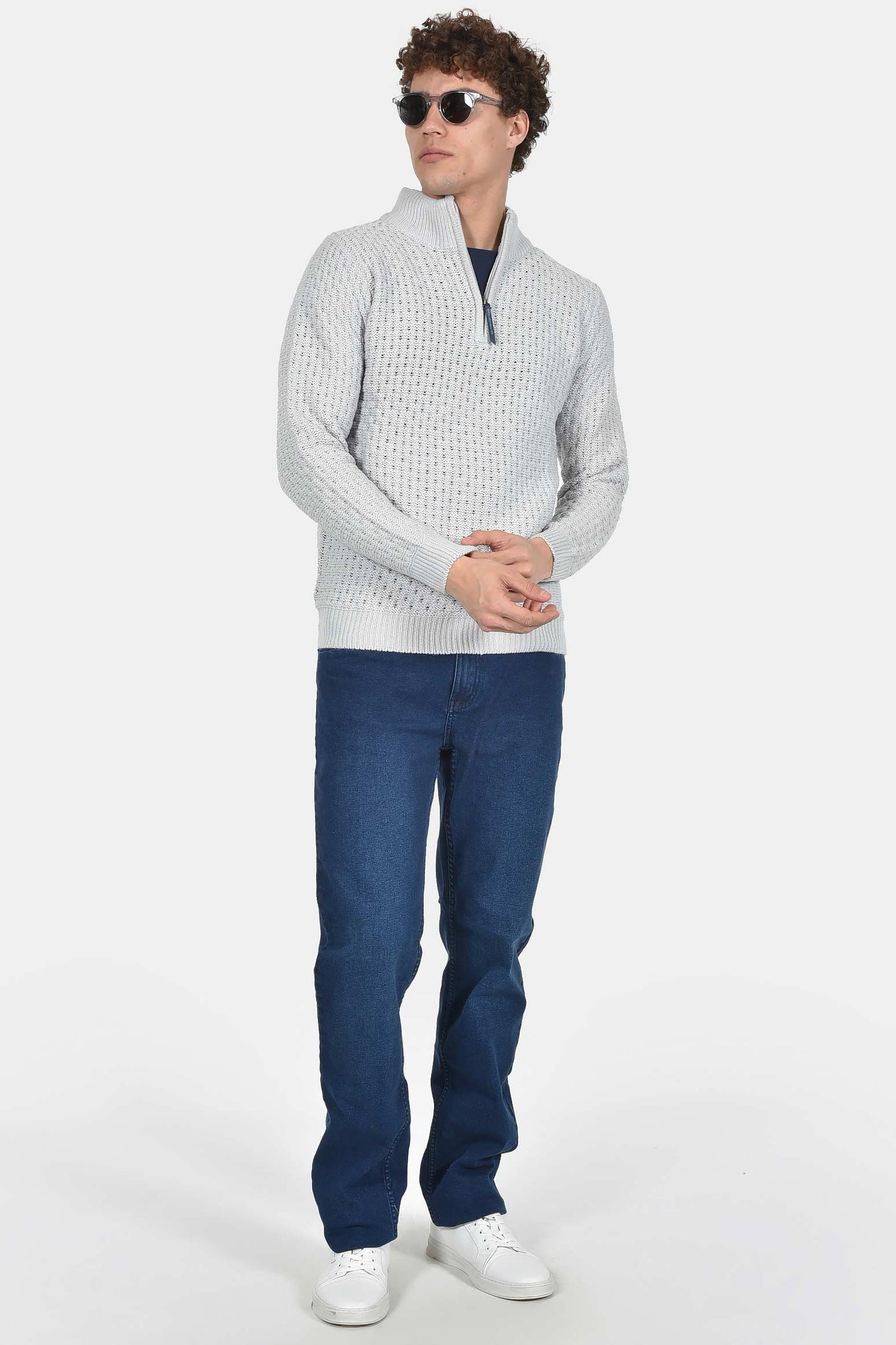 ανδρικό-πλεκτό-half-zip-normal-fit-με-ανάγλυφη-ύφανση