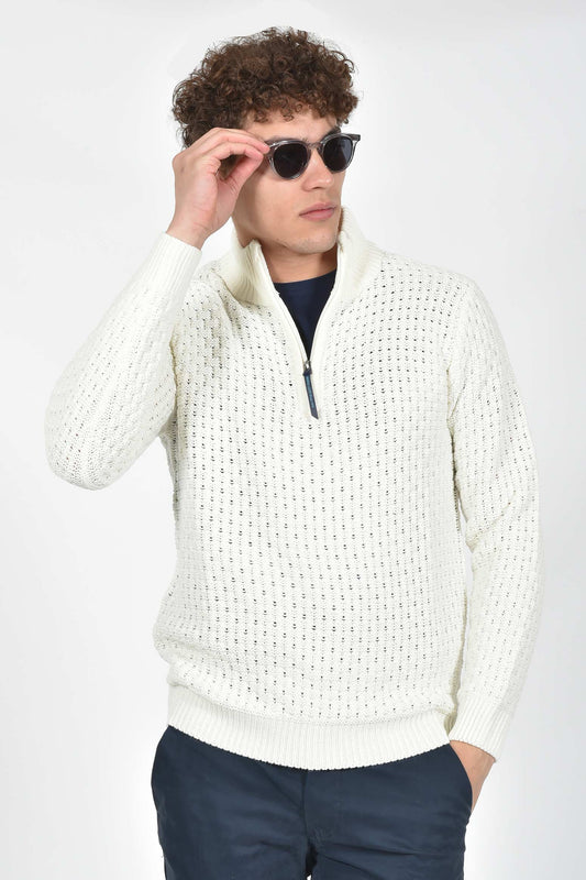 ανδρικό-πλεκτό-half-zip-normal-fit-με-ανάγλυφη-ύφανση