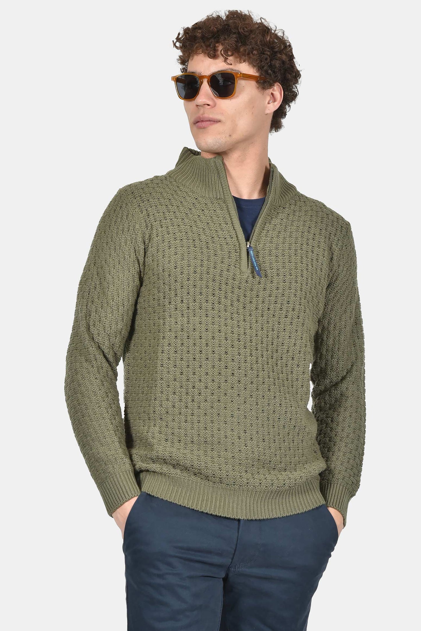 ανδρικό-πλεκτό-half-zip-normal-fit-με-ανάγλυφη-ύφανση