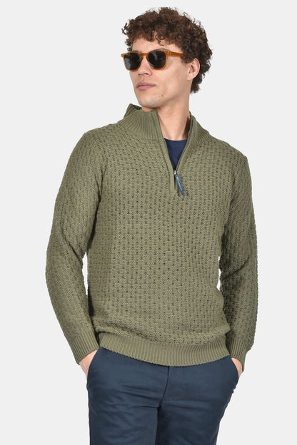 ανδρικό-πλεκτό-half-zip-normal-fit-με-ανάγλυφη-ύφανση
