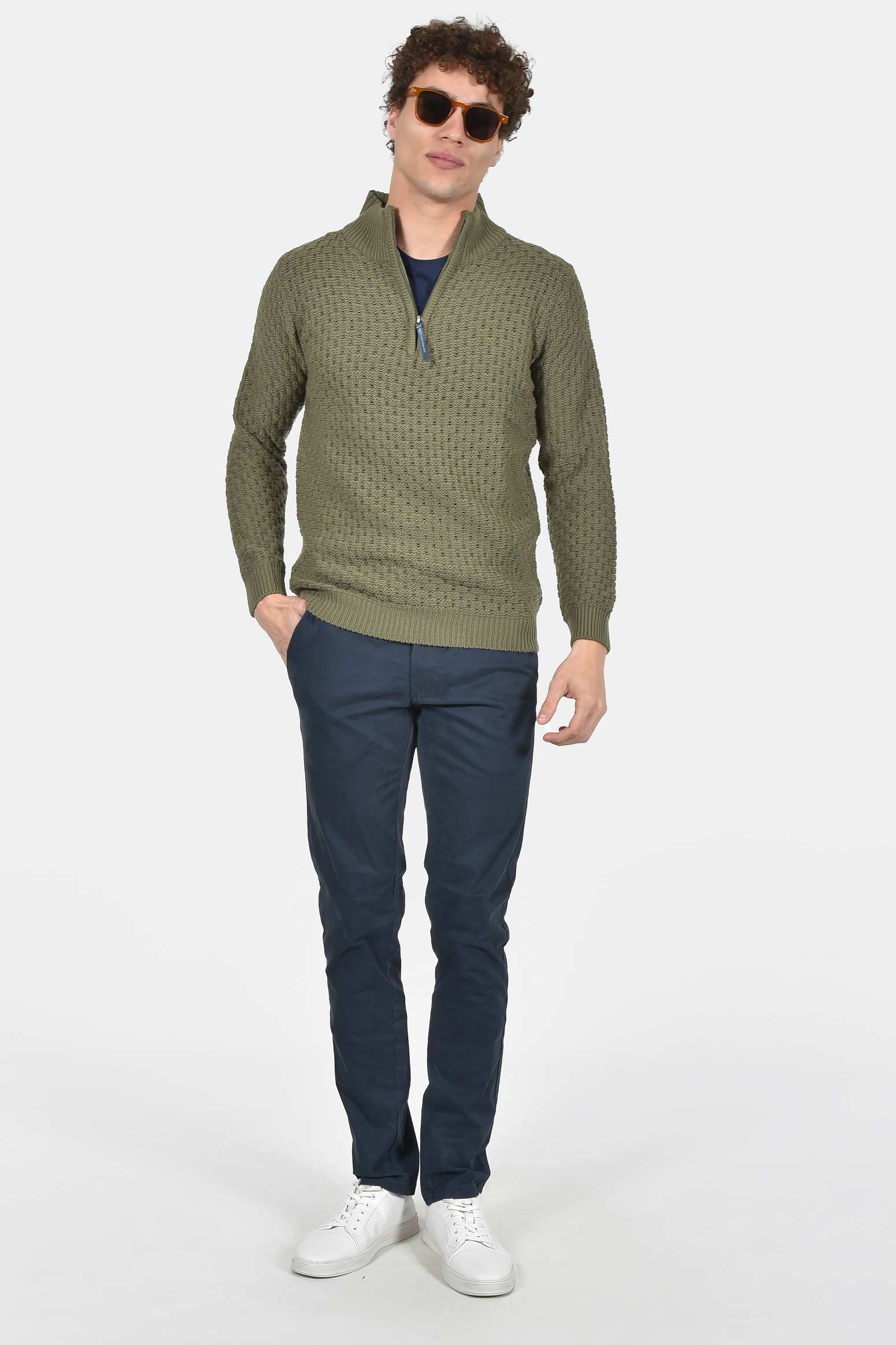 ανδρικό-πλεκτό-half-zip-normal-fit-με-ανάγλυφη-ύφανση