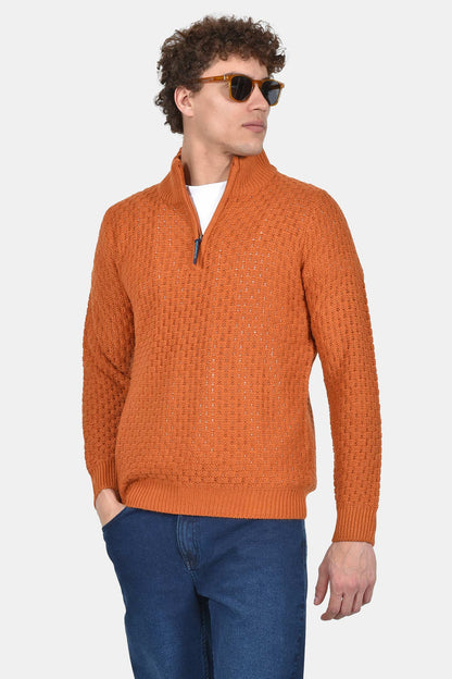 ανδρικό-πλεκτό-half-zip-normal-fit-με-ανάγλυφη-ύφανση