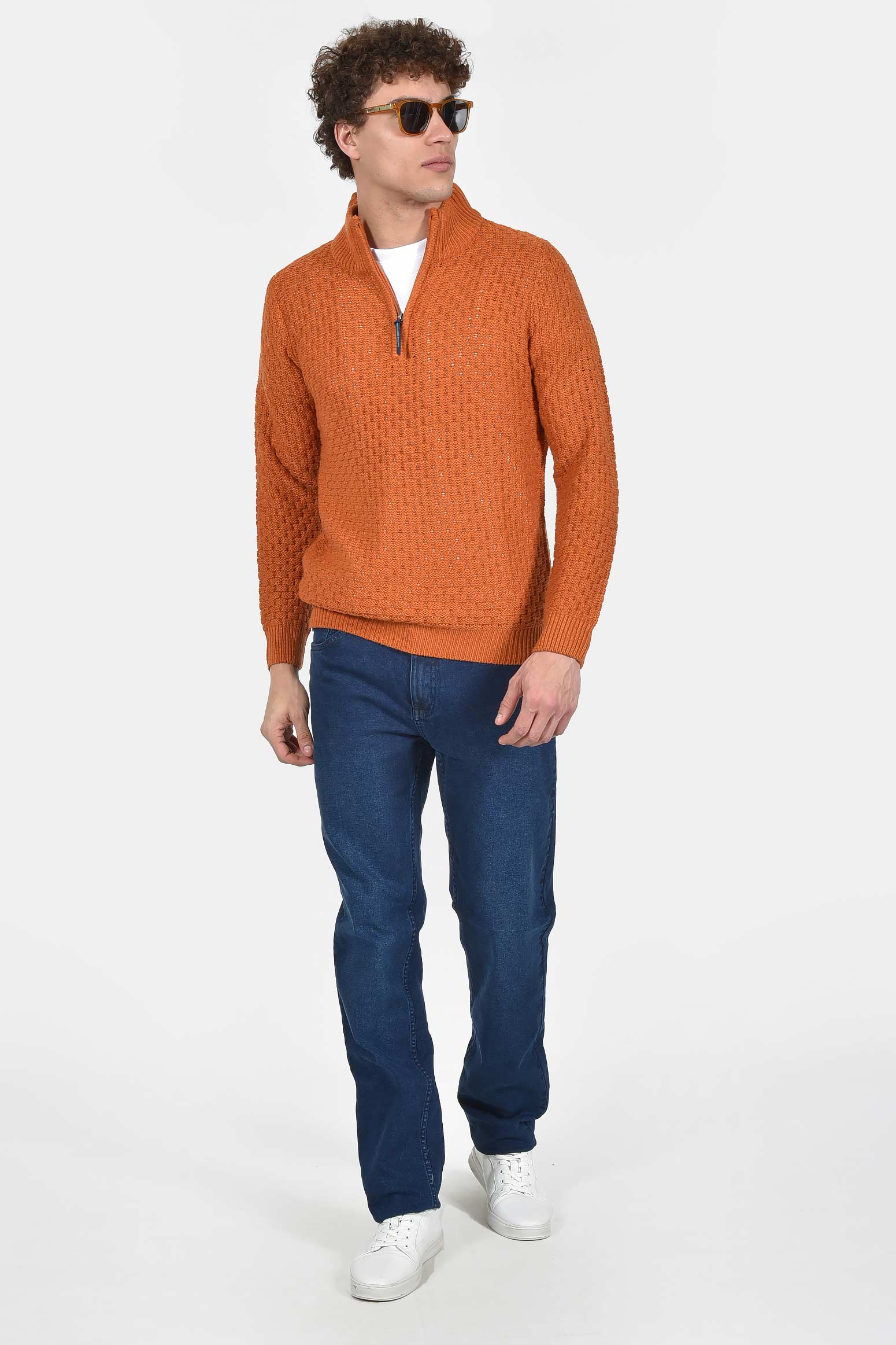 ανδρικό-πλεκτό-half-zip-normal-fit-με-ανάγλυφη-ύφανση