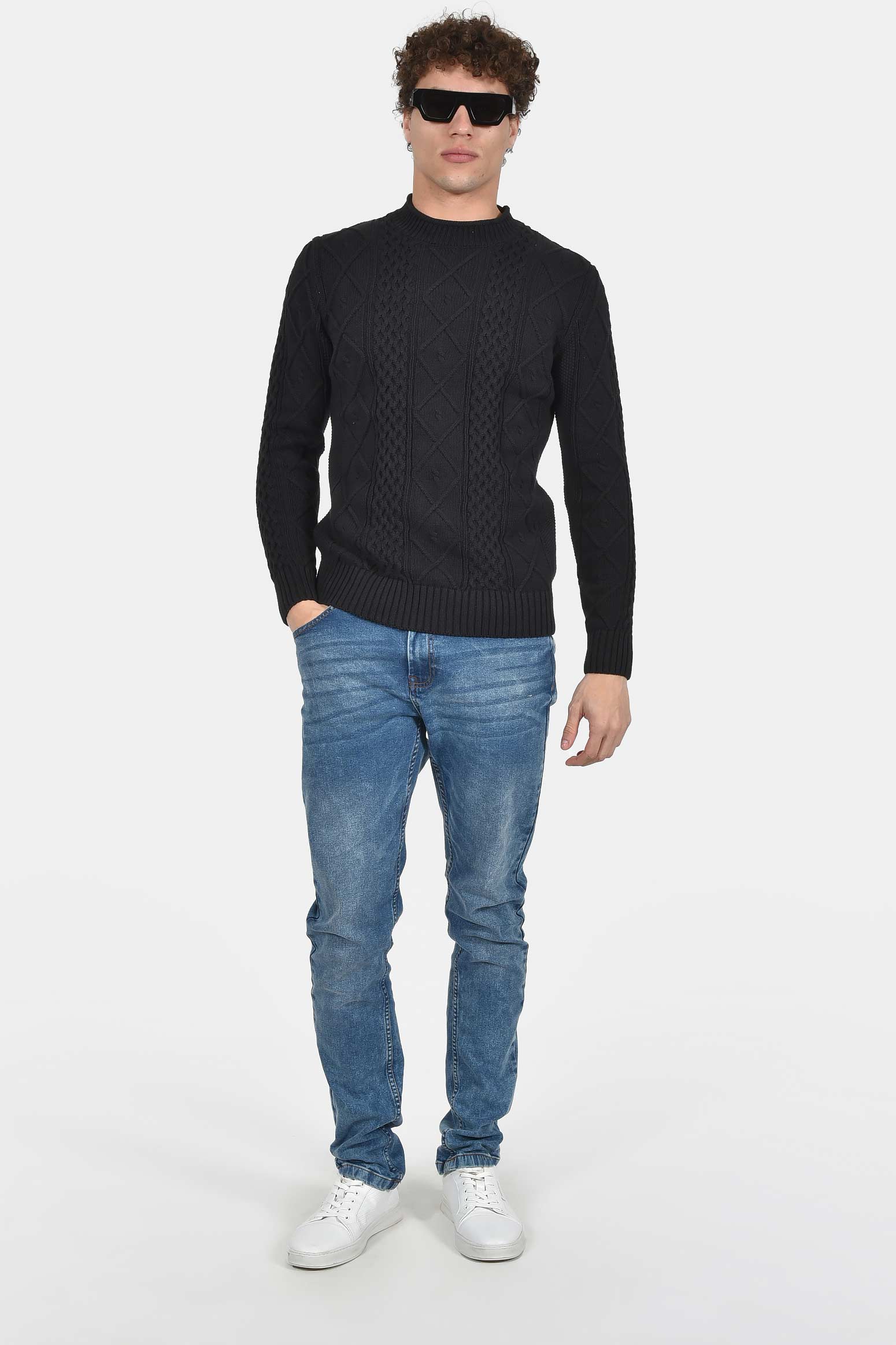 ανδρικό-πλεκτό-πουλόβερ-normal-fit-με-ανάγλυφη-πλέξη-100%-βαμβάκι