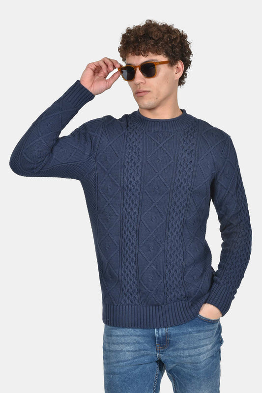 ανδρικό-πλεκτό-πουλόβερ-normal-fit-με-ανάγλυφη-πλέξη-100%-βαμβάκι