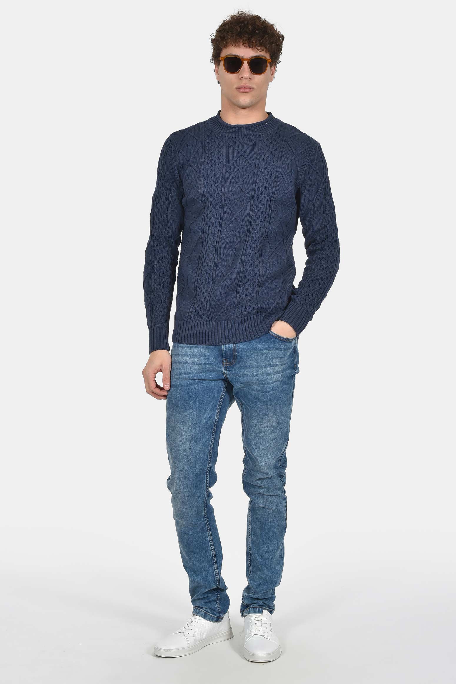 ανδρικό-πλεκτό-πουλόβερ-normal-fit-με-ανάγλυφη-πλέξη-100%-βαμβάκι
